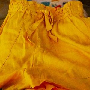 H&M Yellow High Waist Shorts with Elastic Waistband Size 4